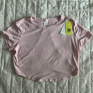 NWT All in Motion modal ribbed baby tee light pink size medium